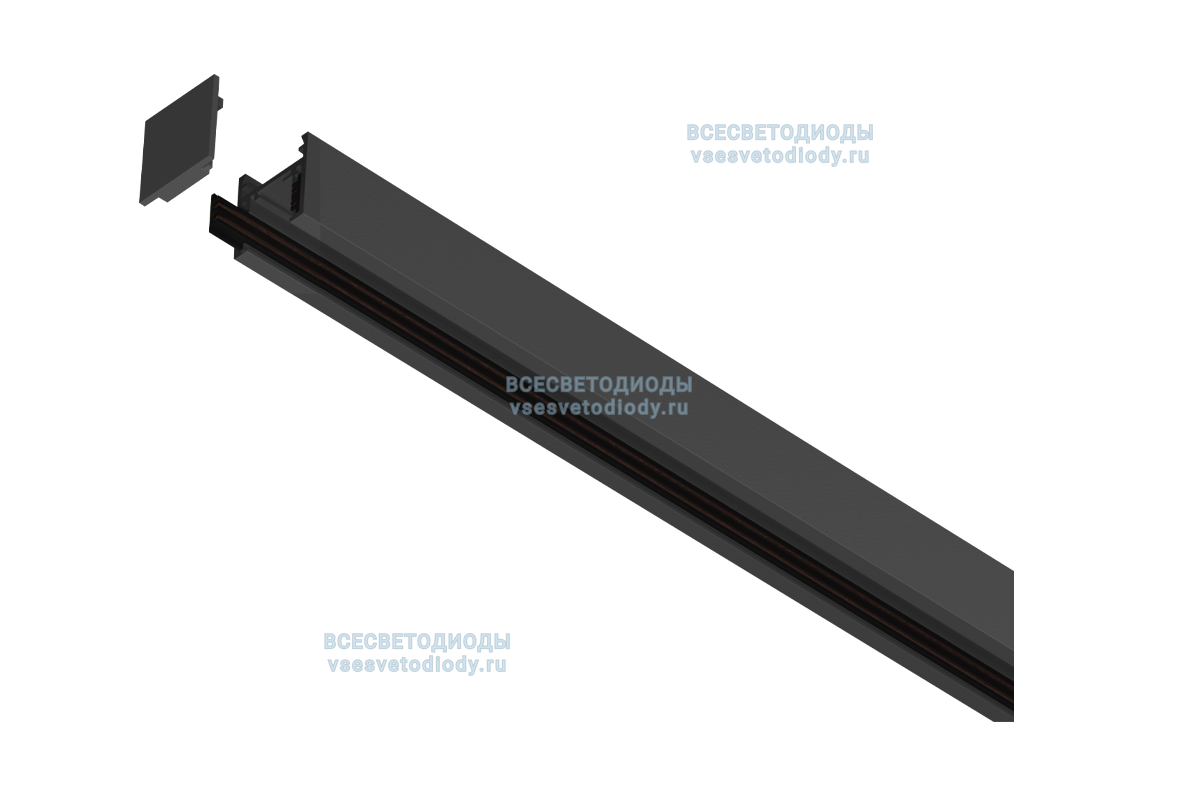 Шинопровод для трековых светильников Т-48 6м, черный подвесной